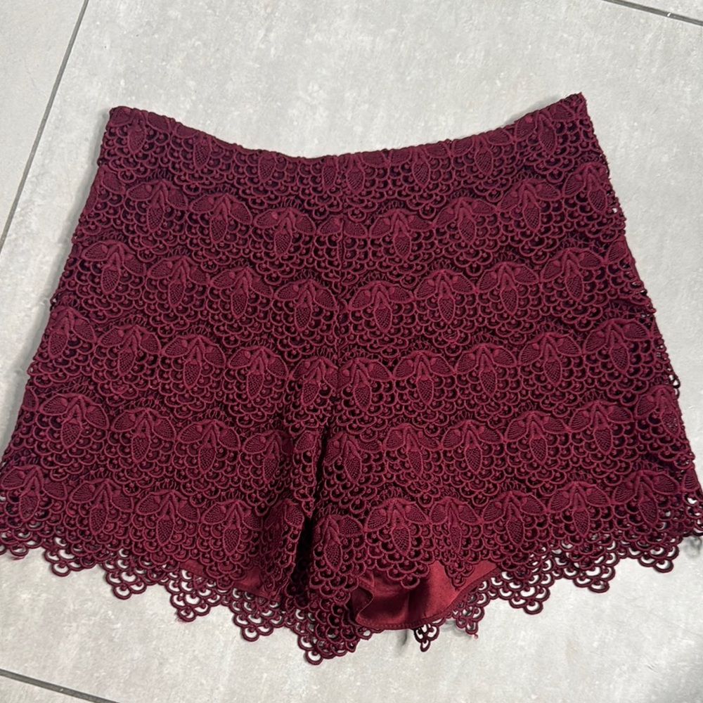 Alexis Burgundy Lace Shorts